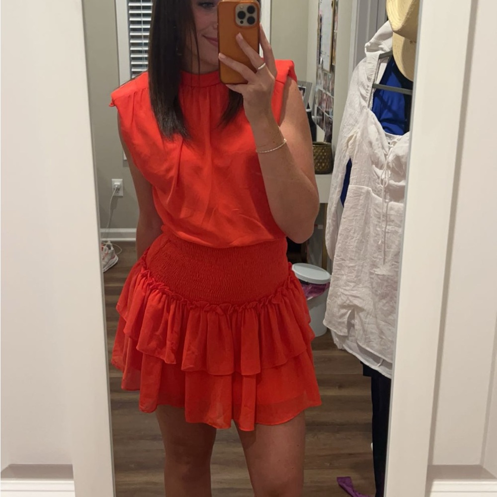 TCEC smocked waist shoulder pad dress perfect for gameday!